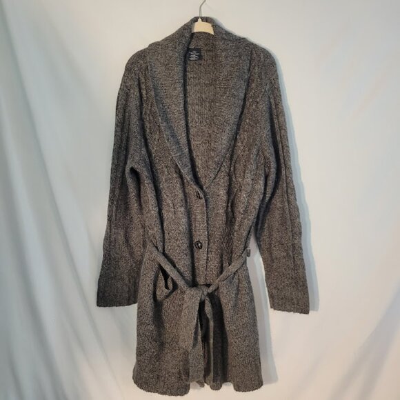 Marled Gray Faded Glory Cardigan with Tie Size  4x 26w/28w PLUS - Picture 1 of 9